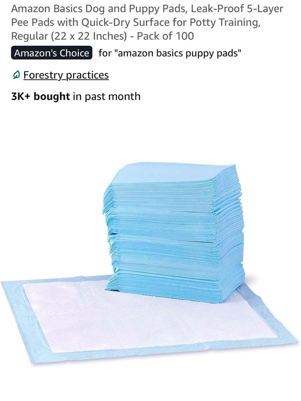 Amazon Basics Blue Puppy Training Pads - Leak-Proof Disposable Pet Pads (Pack)